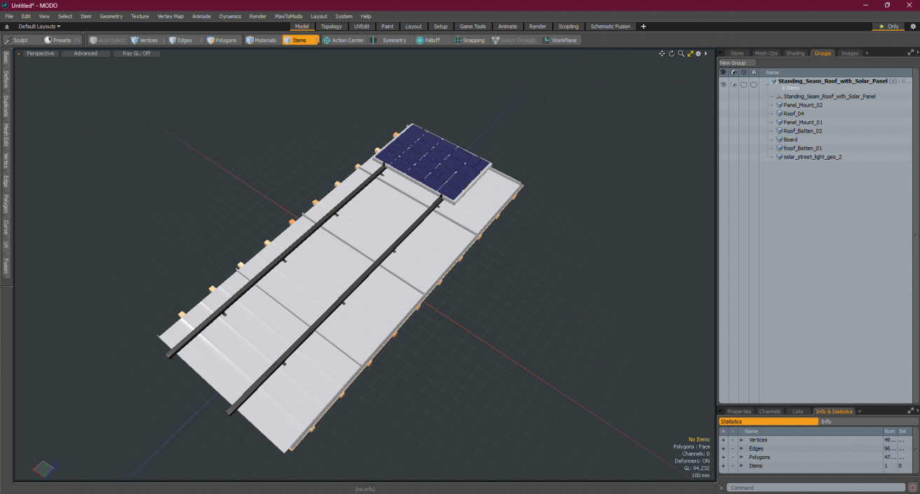 Standing Seam Roof with Solar Panel 2 3D