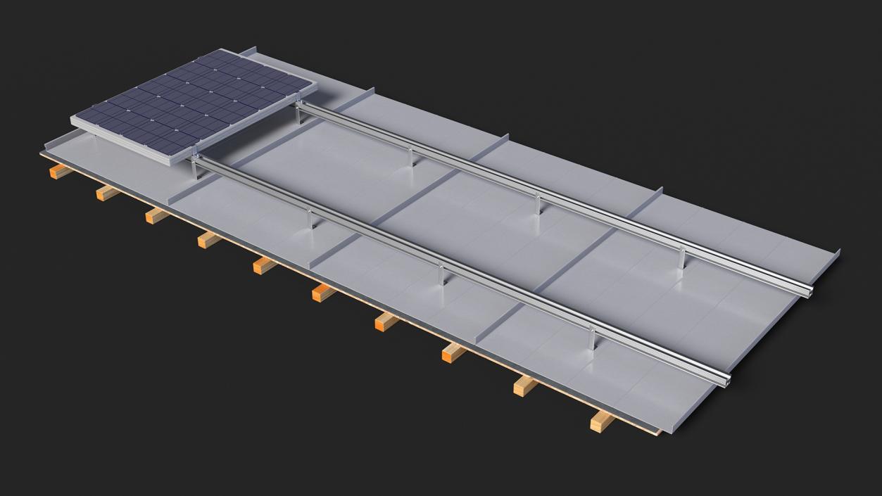 Standing Seam Roof with Solar Panel 2 3D