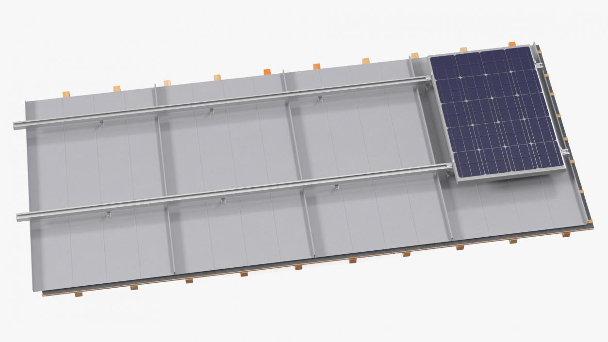 Standing Seam Roof with Solar Panel 2 3D