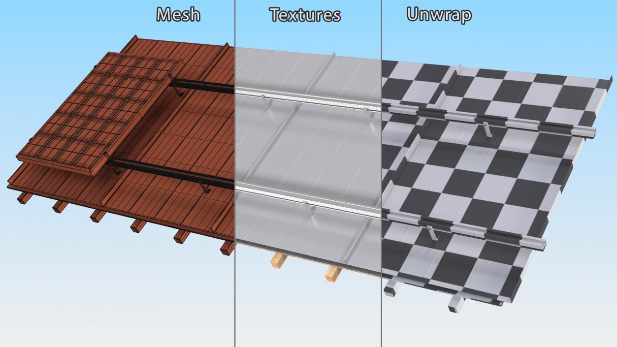 Standing Seam Roof with Solar Panel 2 3D