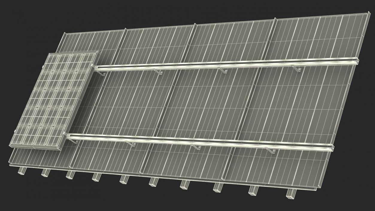 Standing Seam Roof with Solar Panel 2 3D