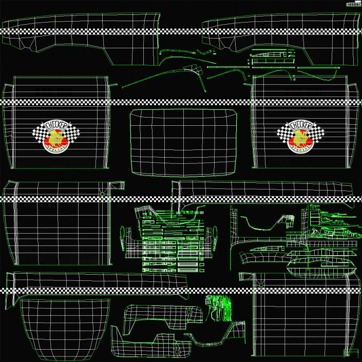 3D Classic Checker Taxi Cab 2