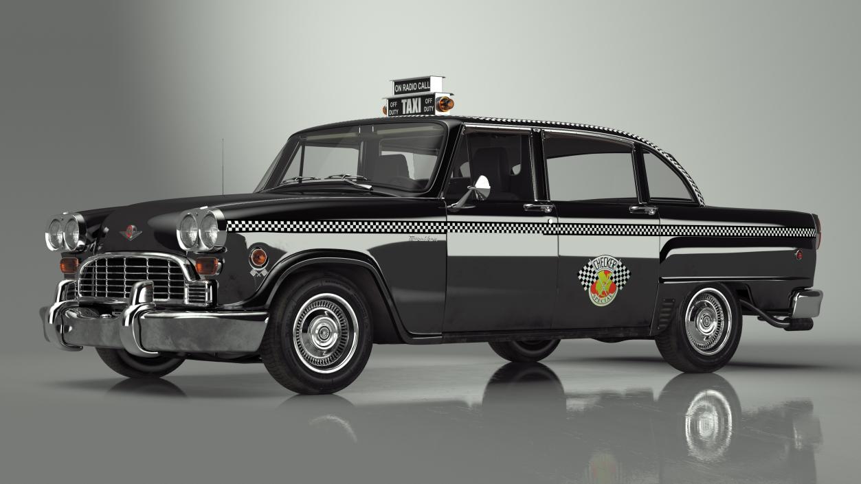 3D Classic Checker Taxi Cab 2