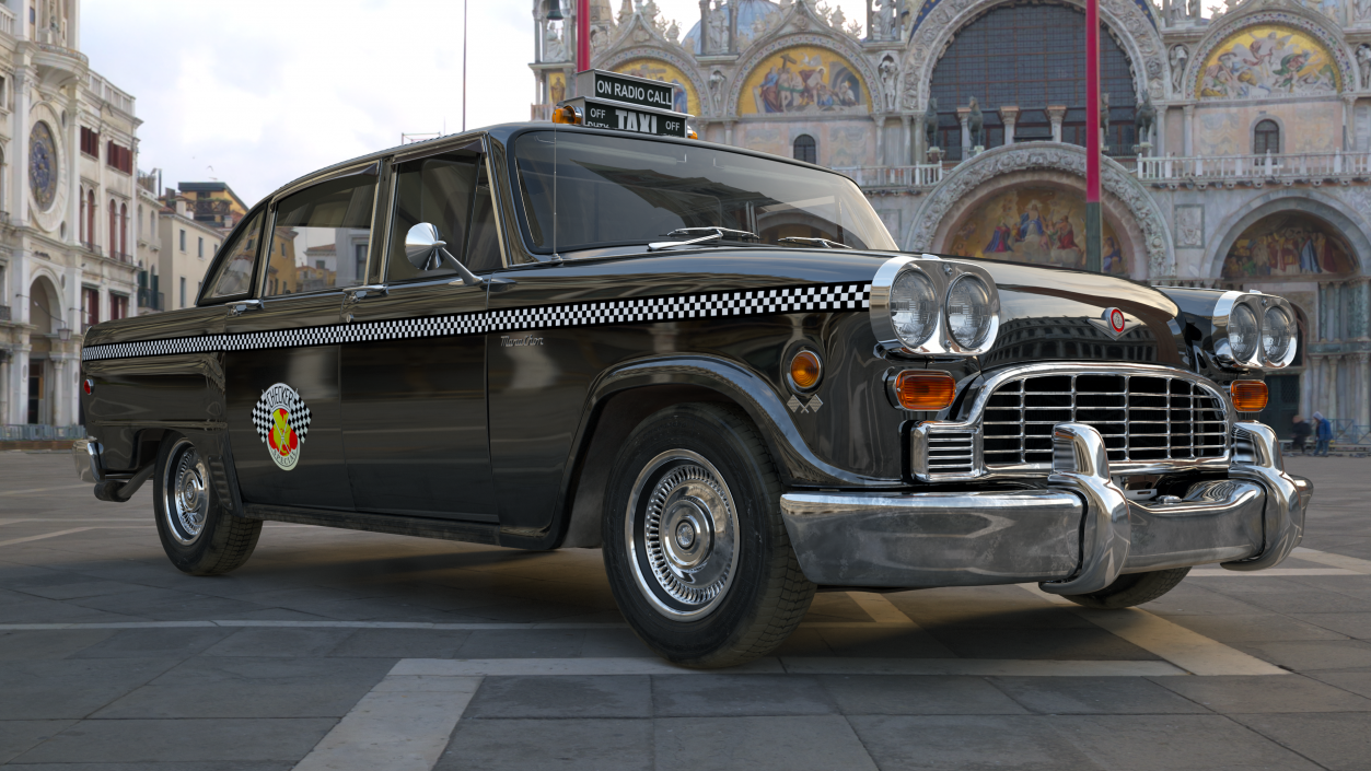 3D Classic Checker Taxi Cab 2