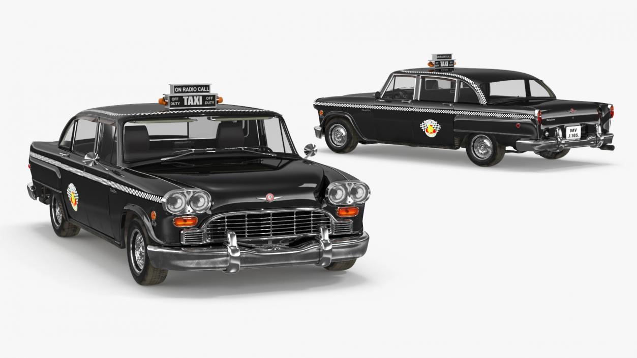 3D Classic Checker Taxi Cab 2