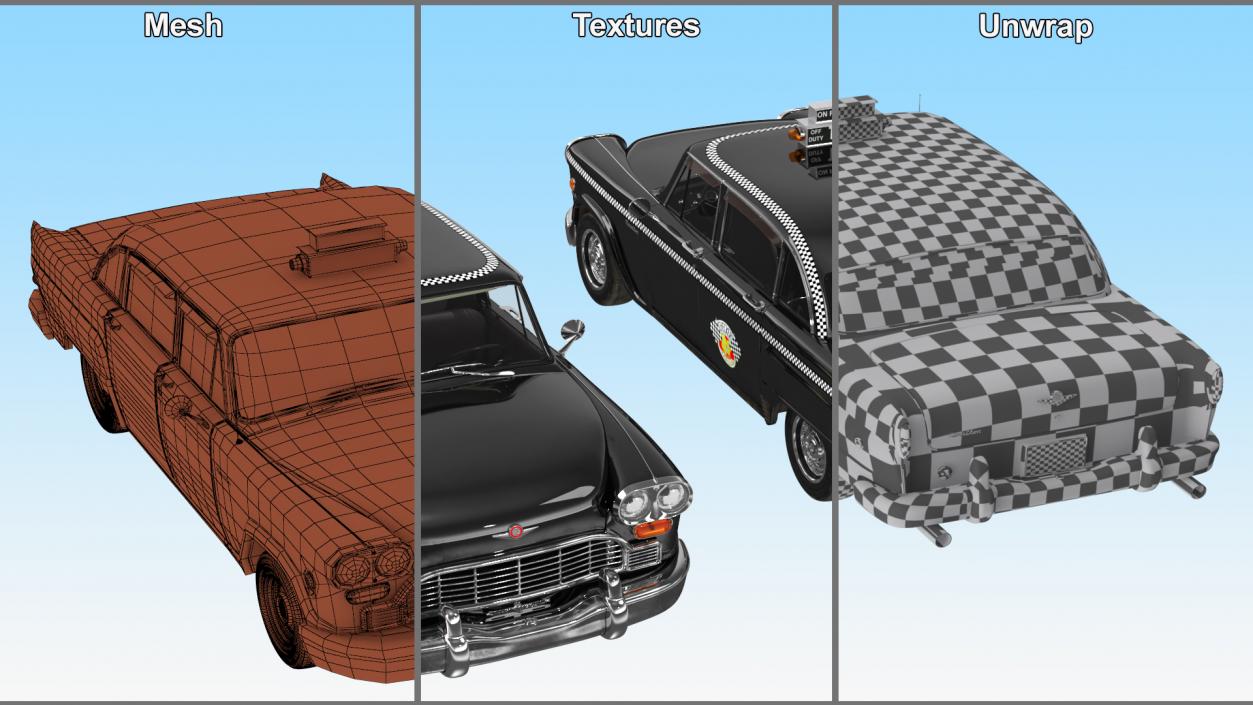 3D Classic Checker Taxi Cab 2