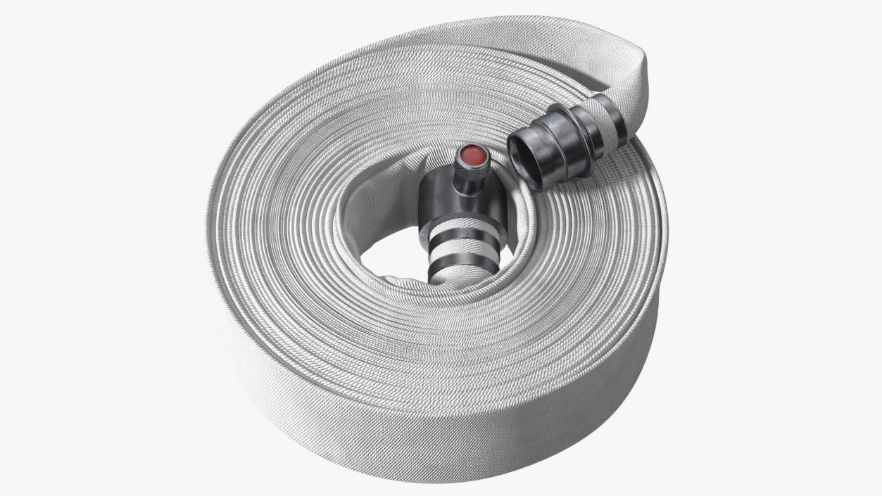 3D Neatly Coiled Fire Hose White Canvas