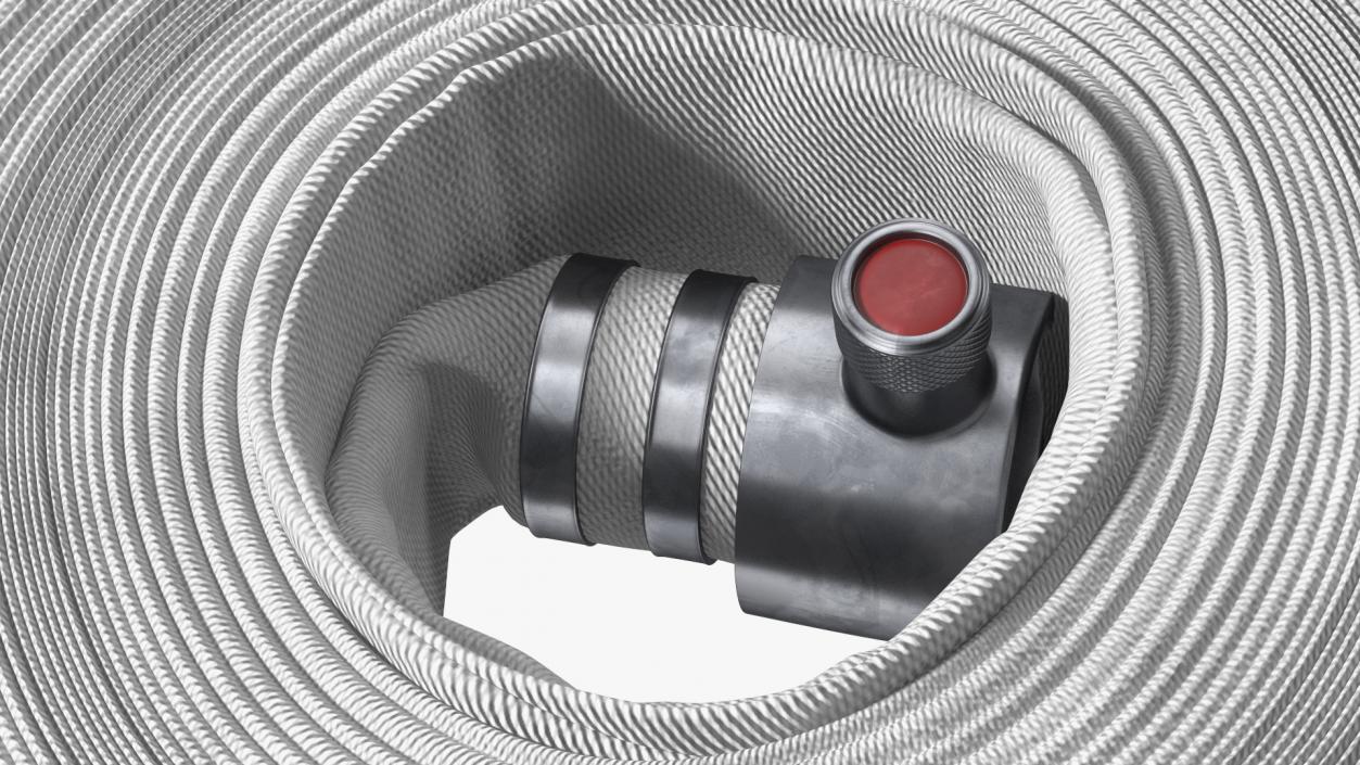 3D Neatly Coiled Fire Hose White Canvas