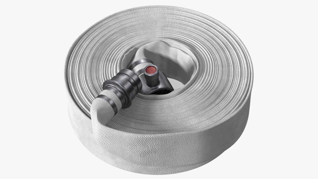 3D Neatly Coiled Fire Hose White Canvas