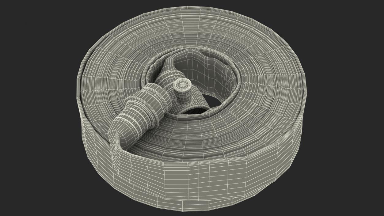 3D Neatly Coiled Fire Hose White Canvas