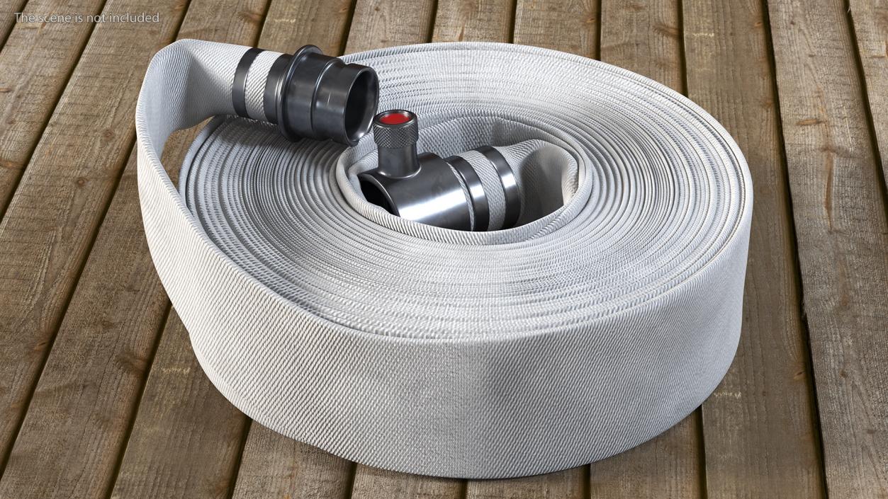 3D Neatly Coiled Fire Hose White Canvas