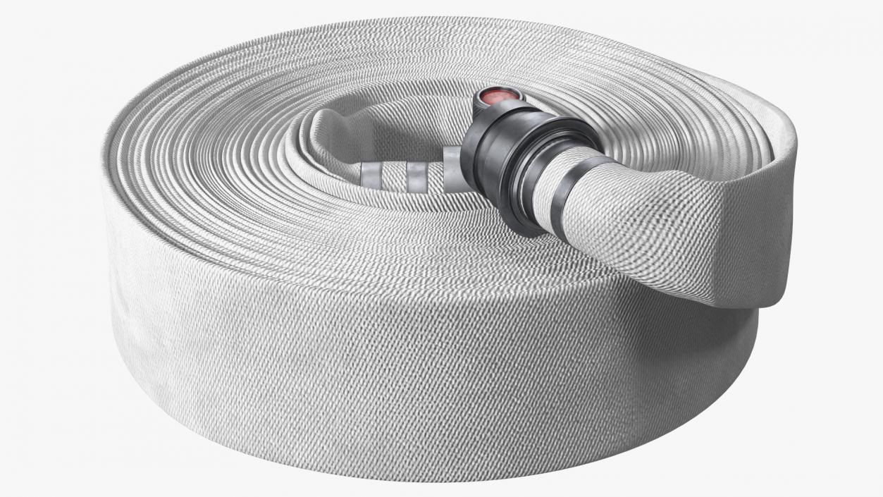 3D Neatly Coiled Fire Hose White Canvas