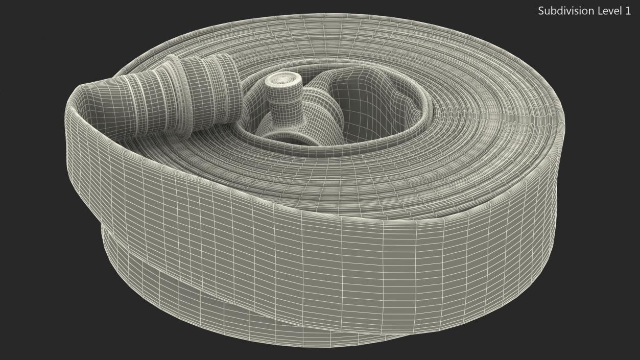 3D Neatly Coiled Fire Hose White Canvas