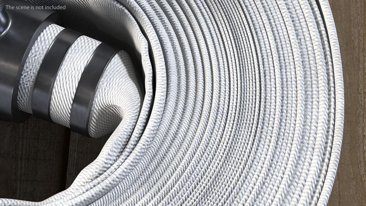 3D Neatly Coiled Fire Hose White Canvas