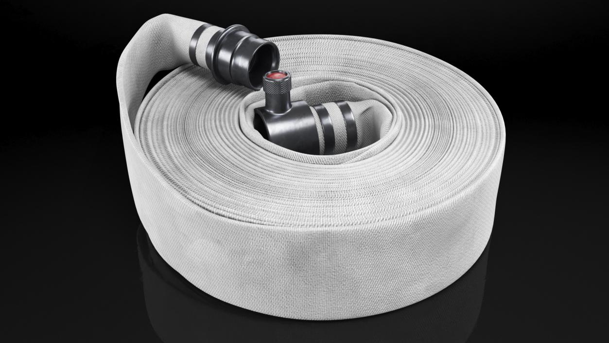 3D Neatly Coiled Fire Hose White Canvas