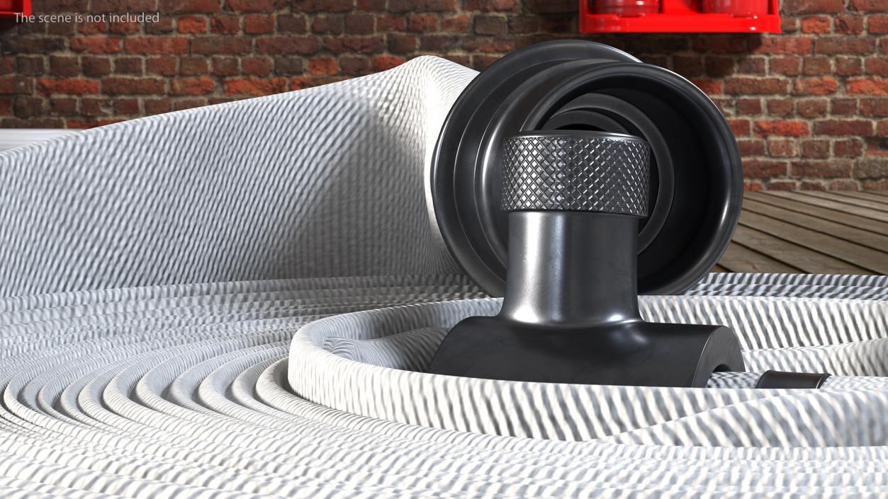 3D Neatly Coiled Fire Hose White Canvas