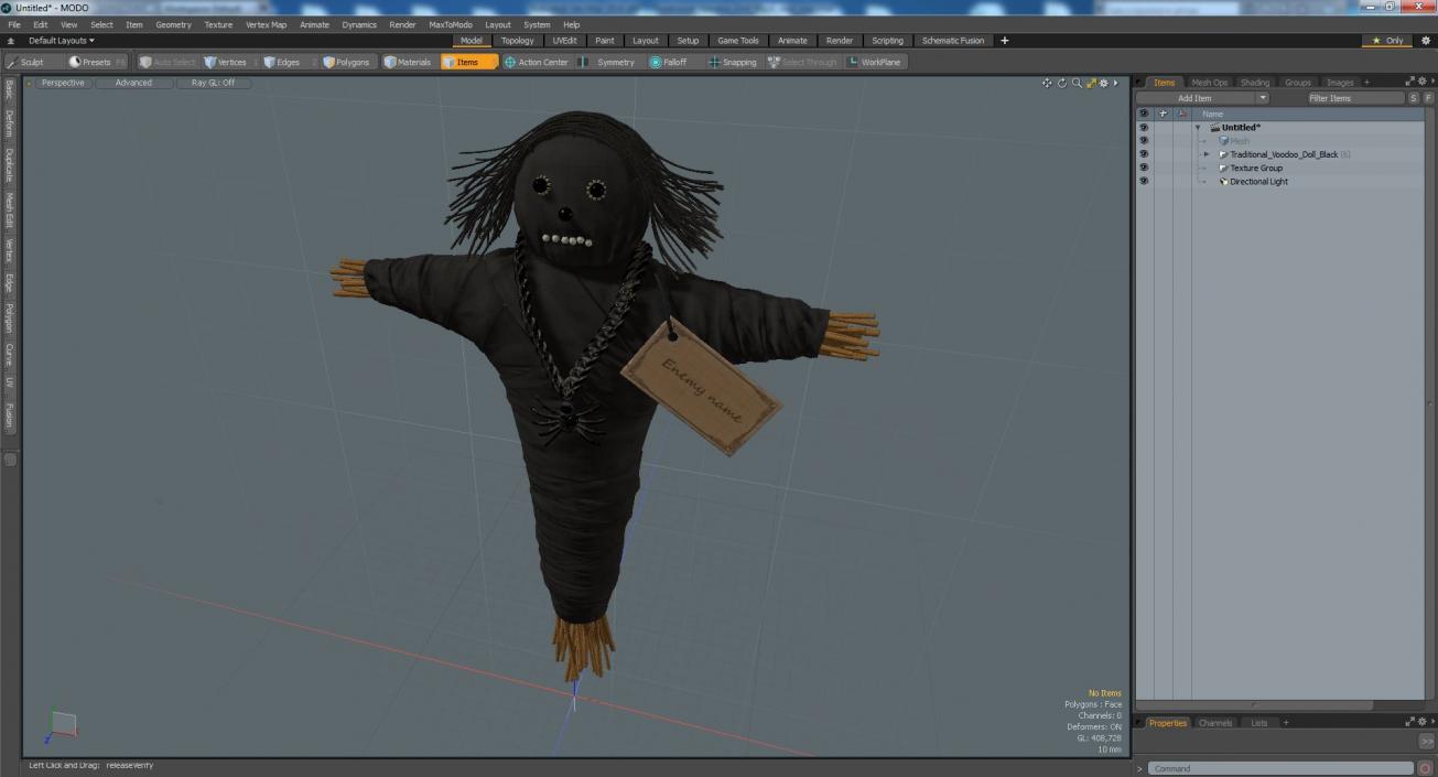 Traditional Voodoo Doll Black 3D model