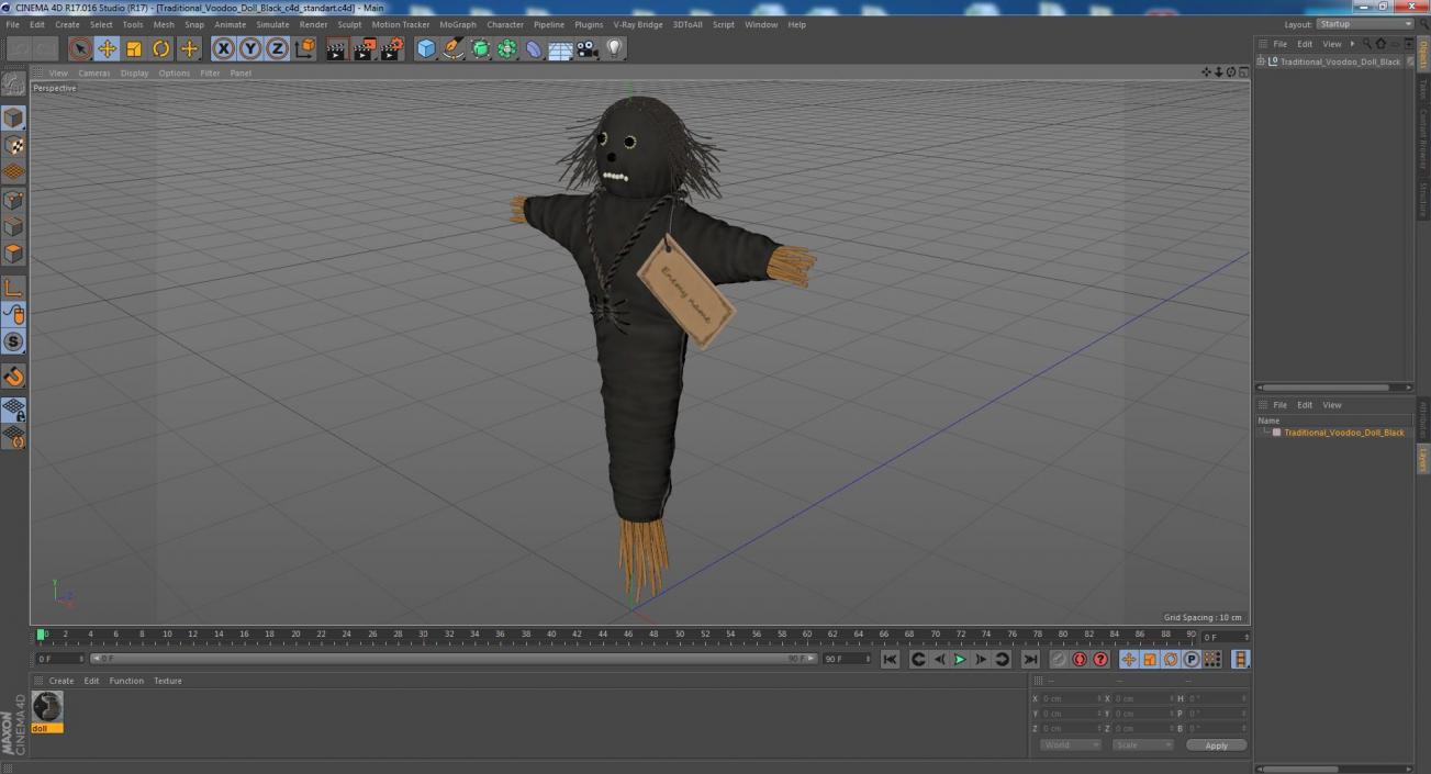 Traditional Voodoo Doll Black 3D model