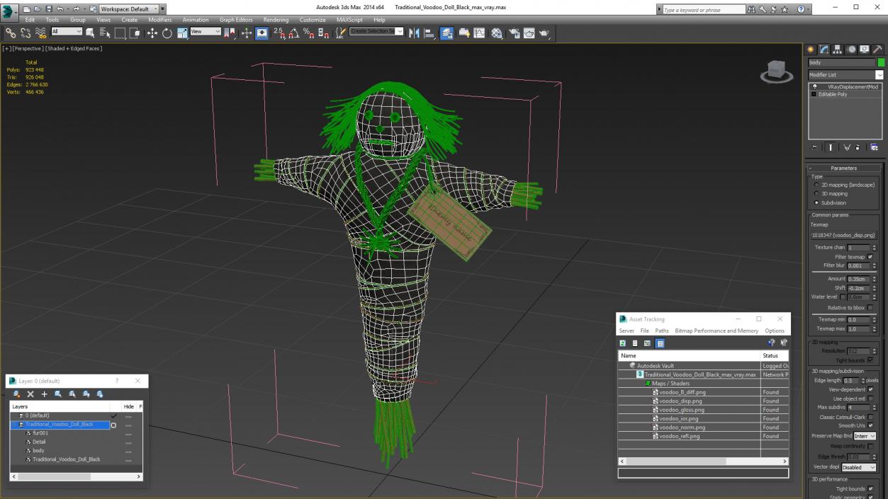 Traditional Voodoo Doll Black 3D model