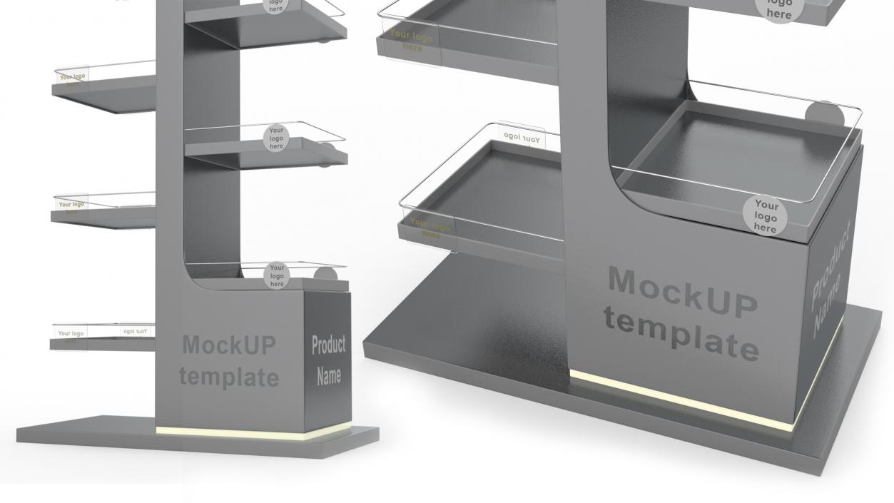 Illuminated Dark Grey Point of Sale Mockup 3D