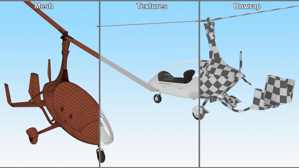 Gyroplane Autogyro White Simple Interior 2 3D