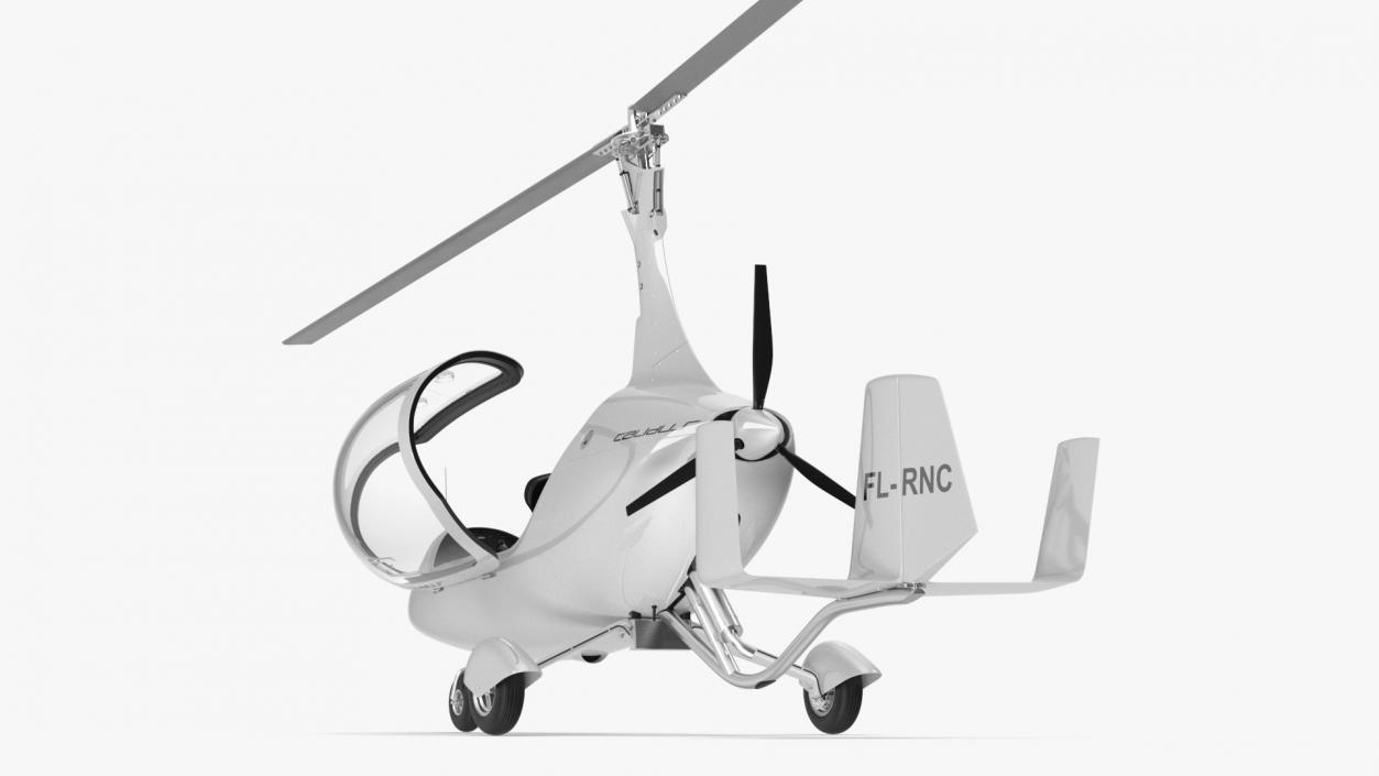 Gyroplane Autogyro White Simple Interior 2 3D