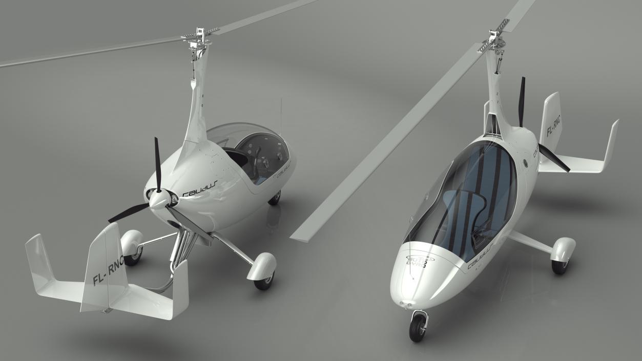 Gyroplane Autogyro White Simple Interior 2 3D