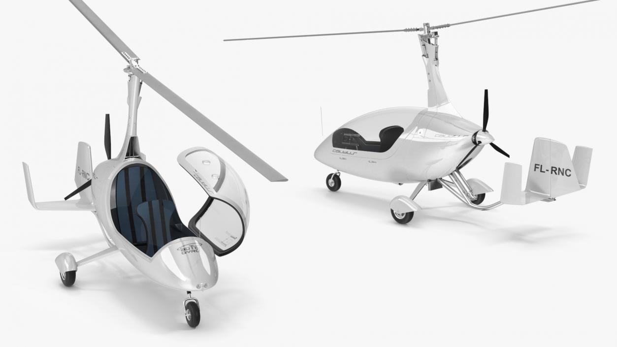 Gyroplane Autogyro White Simple Interior 2 3D