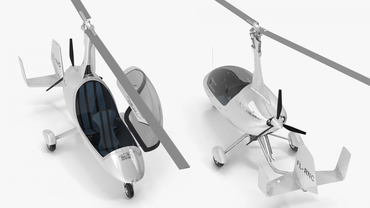 Gyroplane Autogyro White Simple Interior 2 3D