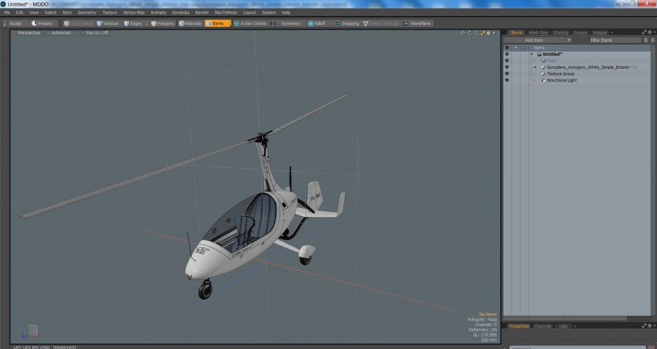 Gyroplane Autogyro White Simple Interior 2 3D