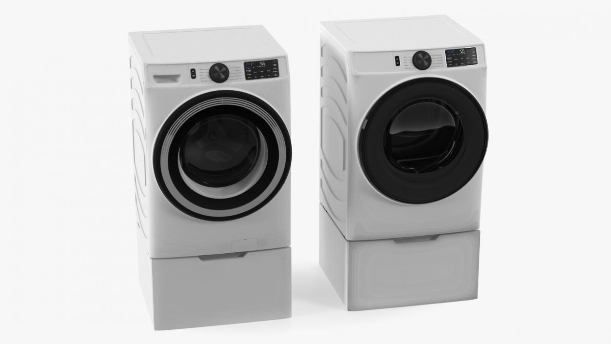 3D model Washing Machine and Dryer Set White