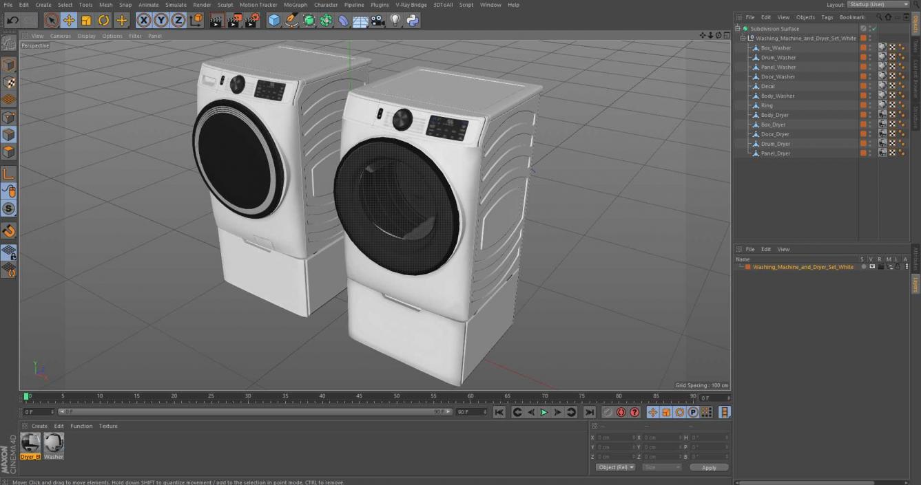 3D model Washing Machine and Dryer Set White