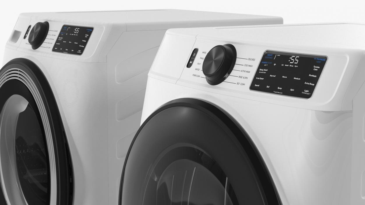 3D model Washing Machine and Dryer Set White