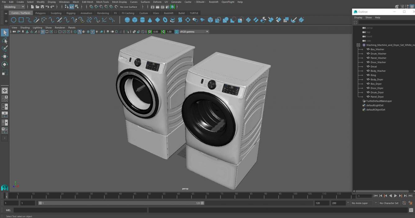 3D model Washing Machine and Dryer Set White