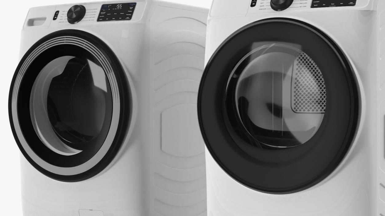 3D model Washing Machine and Dryer Set White