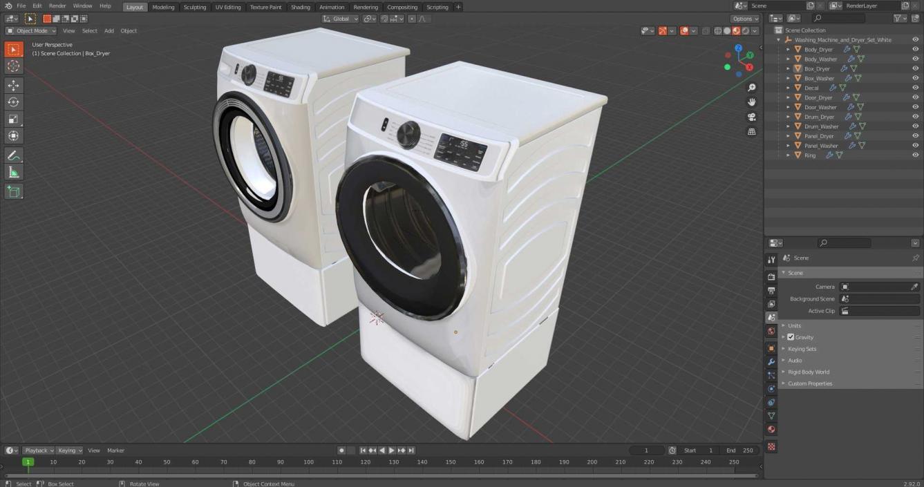 3D model Washing Machine and Dryer Set White