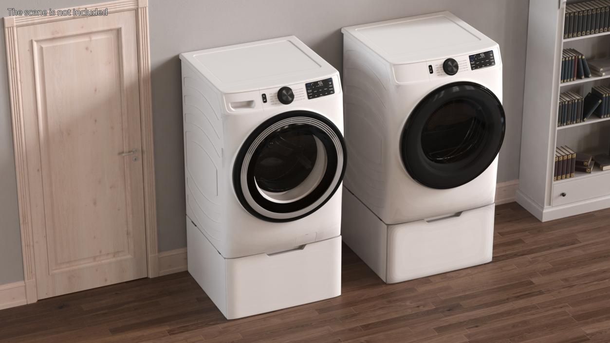 3D model Washing Machine and Dryer Set White