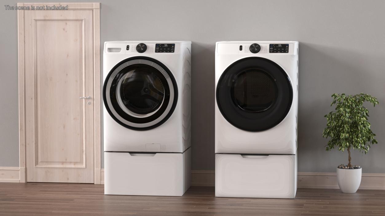 3D model Washing Machine and Dryer Set White