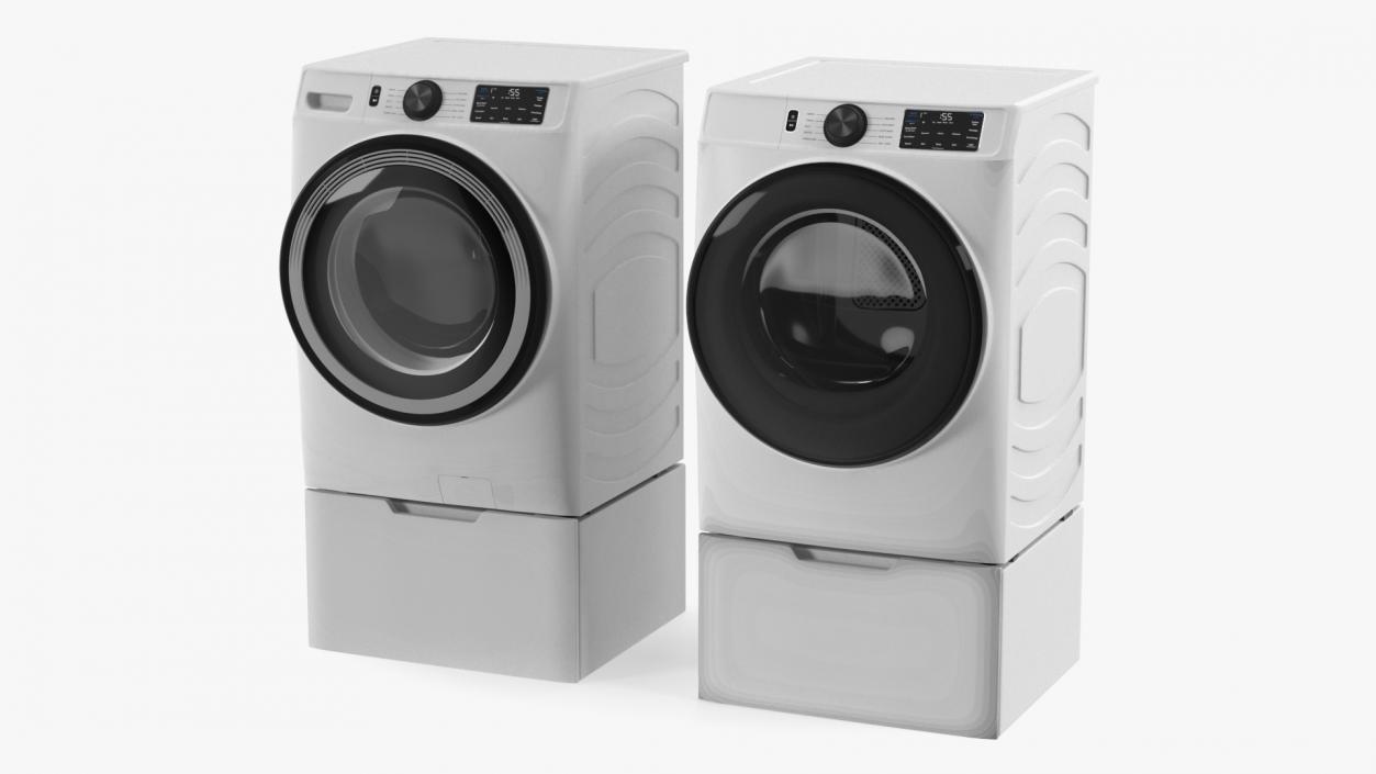 3D model Washing Machine and Dryer Set White