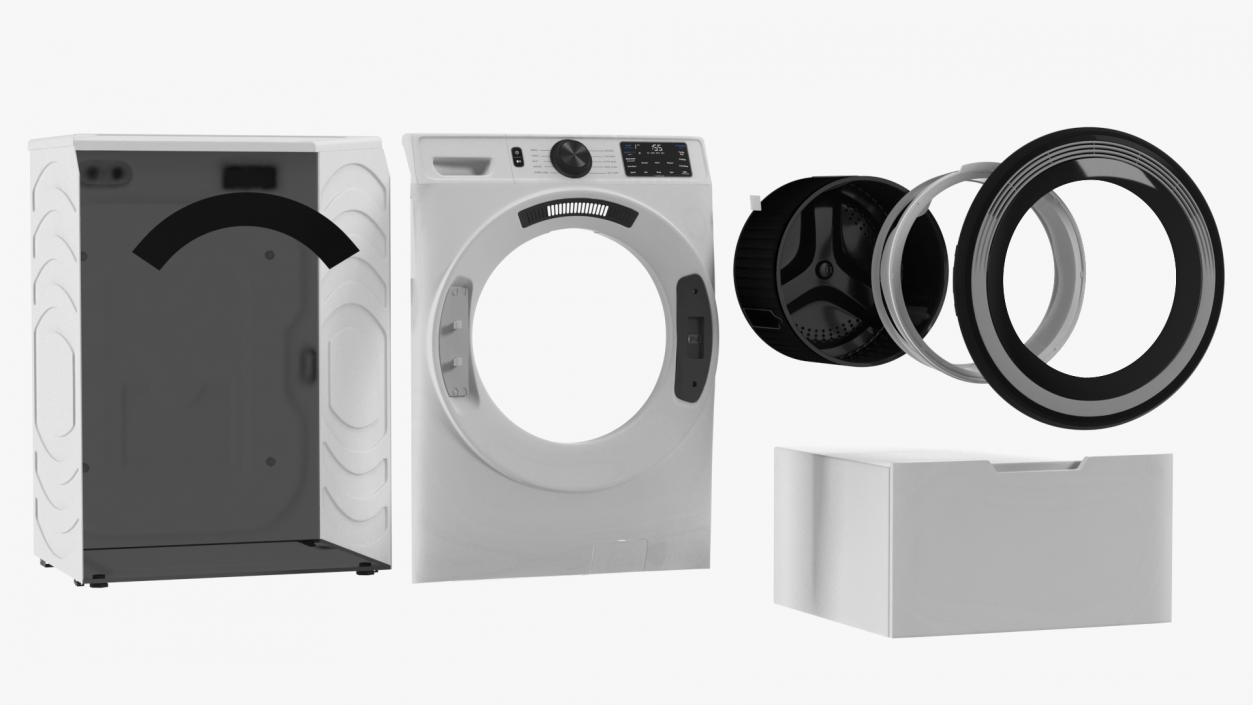 3D model Washing Machine and Dryer Set White