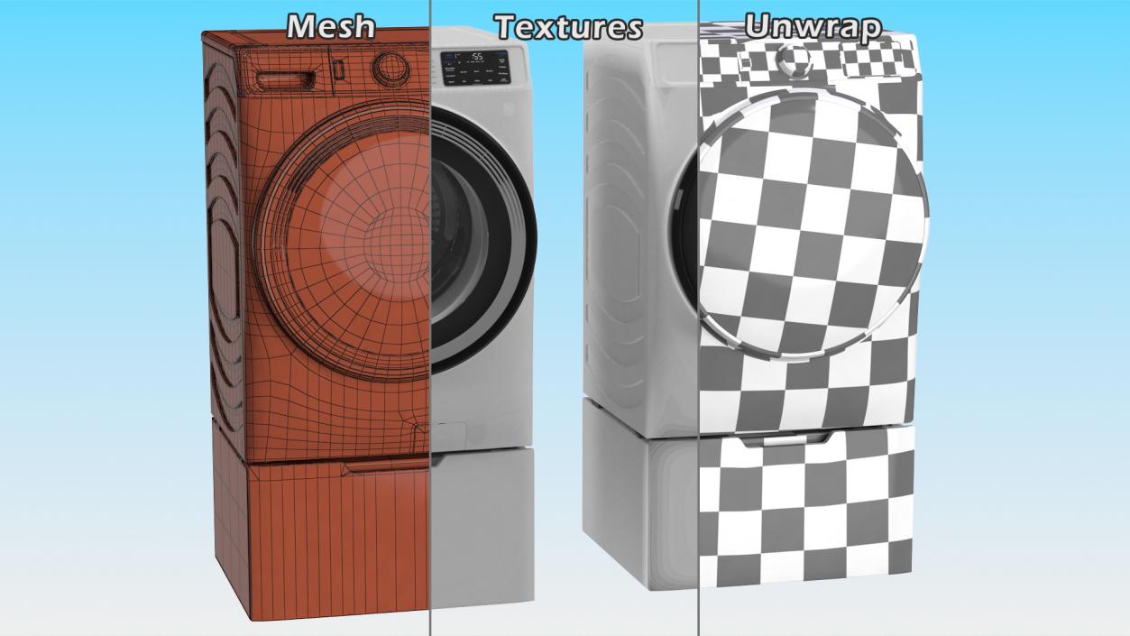 3D model Washing Machine and Dryer Set White