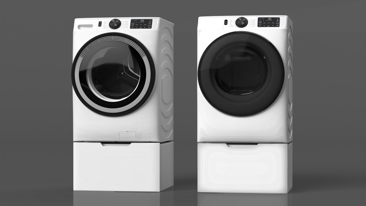 3D model Washing Machine and Dryer Set White