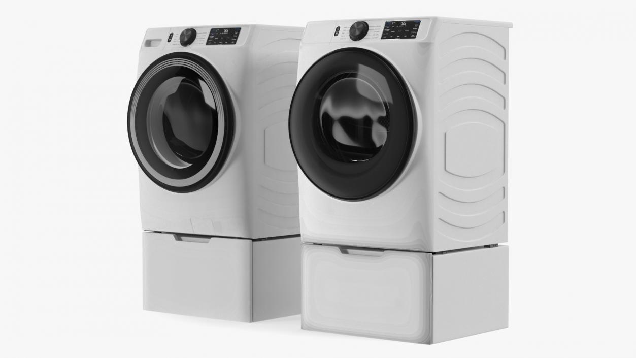 3D model Washing Machine and Dryer Set White