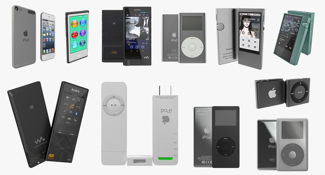 Portable Music Players Big Collection 3D