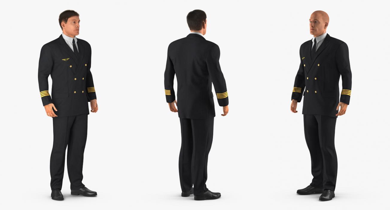 3D Airline Pilot with Fur Standing