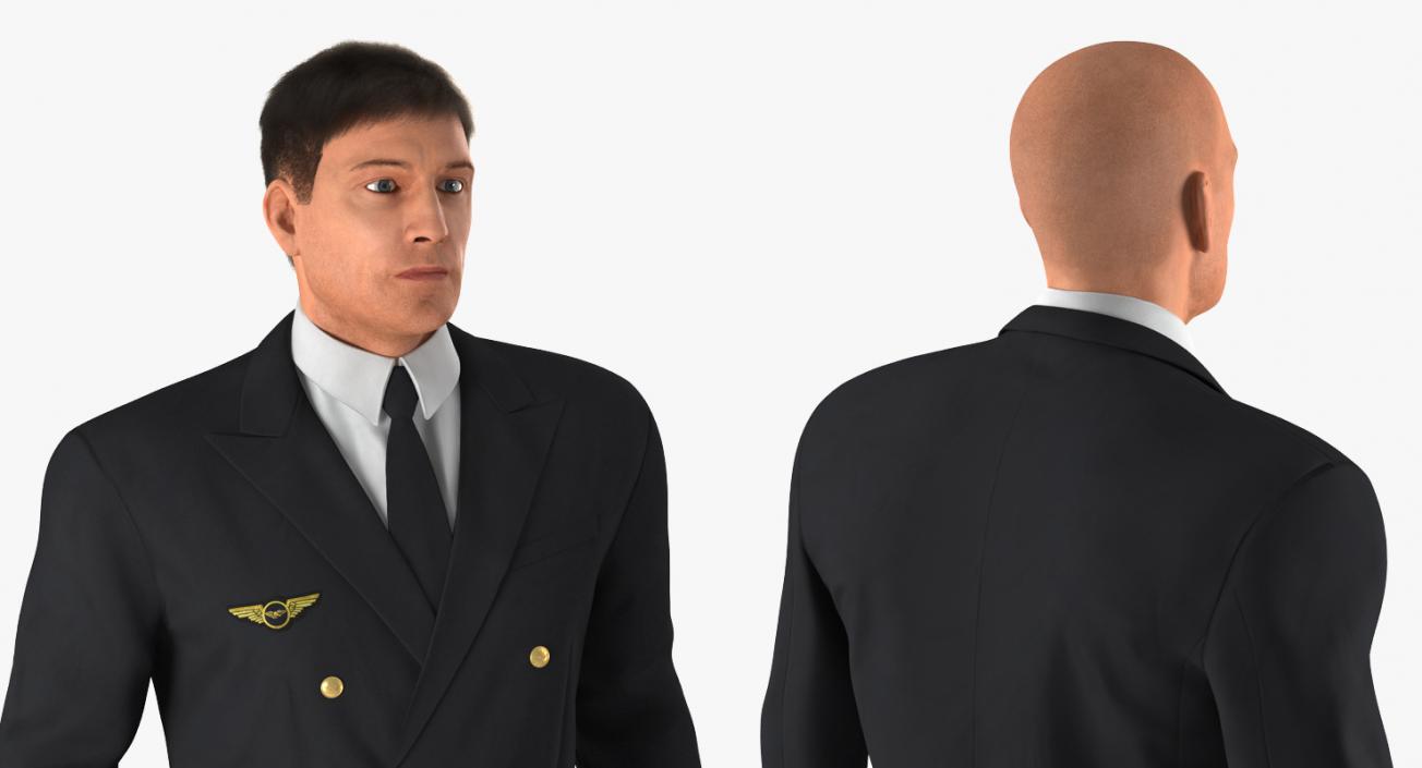 3D Airline Pilot with Fur Standing