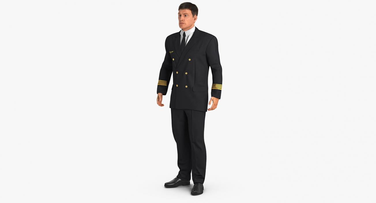 3D Airline Pilot with Fur Standing