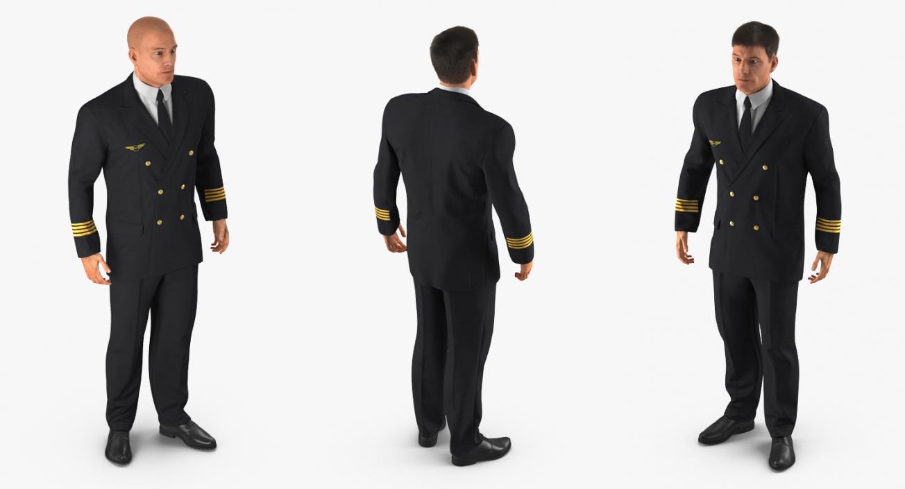 3D Airline Pilot with Fur Standing