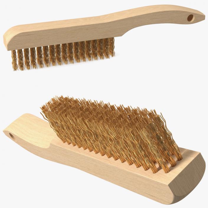 3D model Wooden Handle Brass Wire Brush