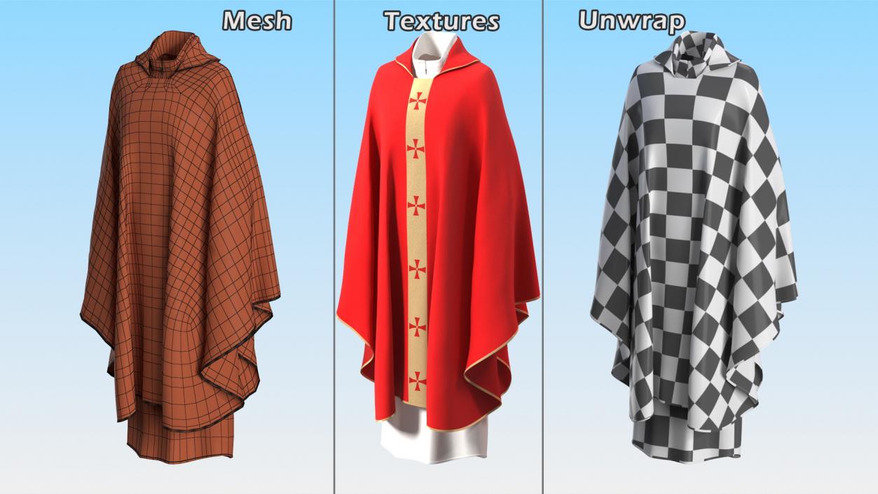 Red Gothic Chasuble 3D model